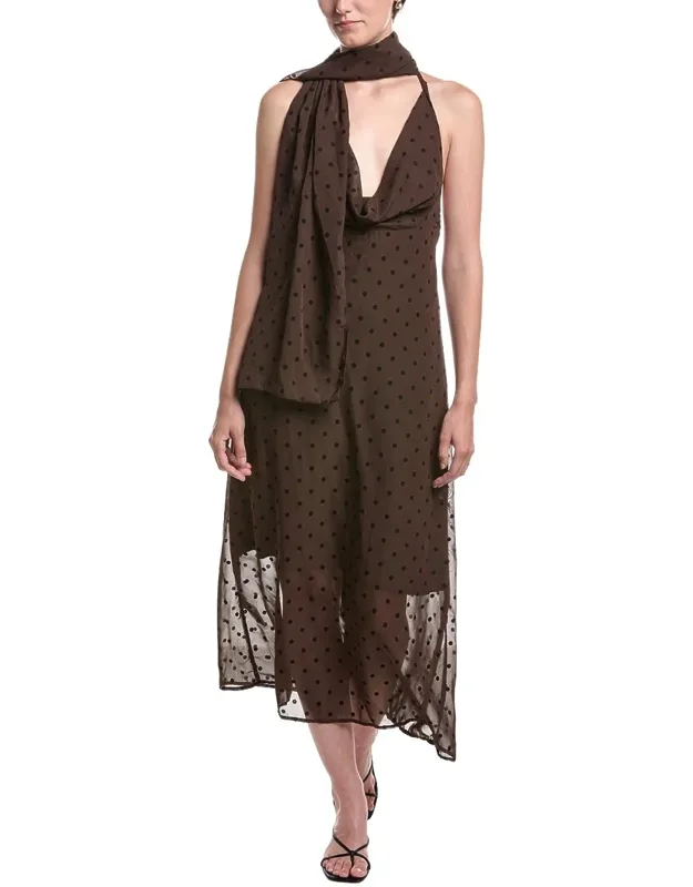 Midi Dress With Cowl Neck And Adjustable Shoulder Straps