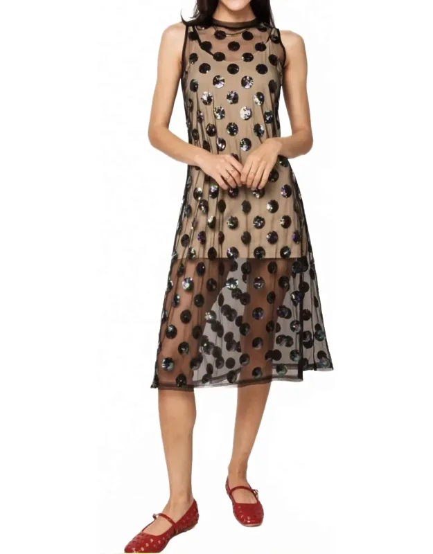 Sheer Sequin Polka Dot Midi Coverup Dress