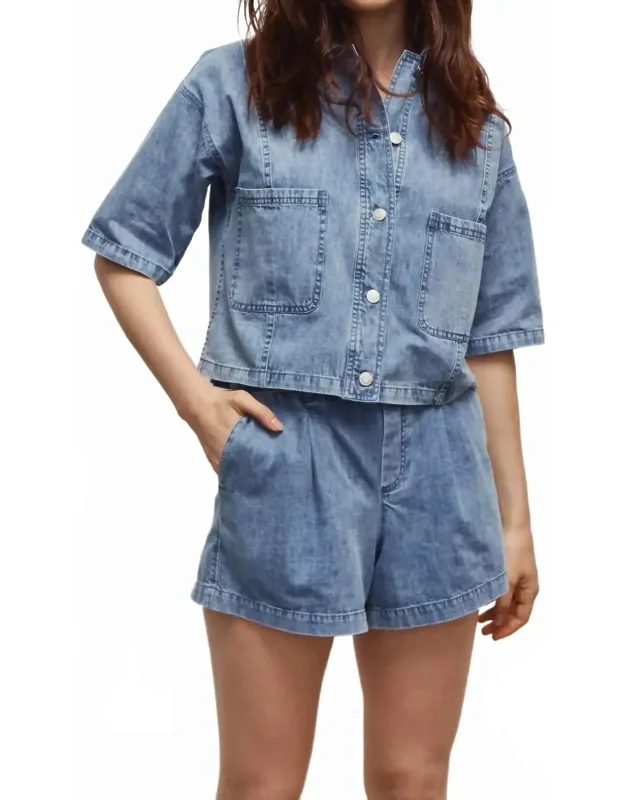 Brim Wide Leg Jean Shorts