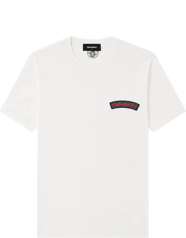 Curved Logo Patch Cotton T-shirt