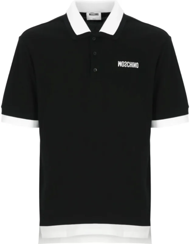 Double Collar Embroidered Logo Cotton Polo Shirt