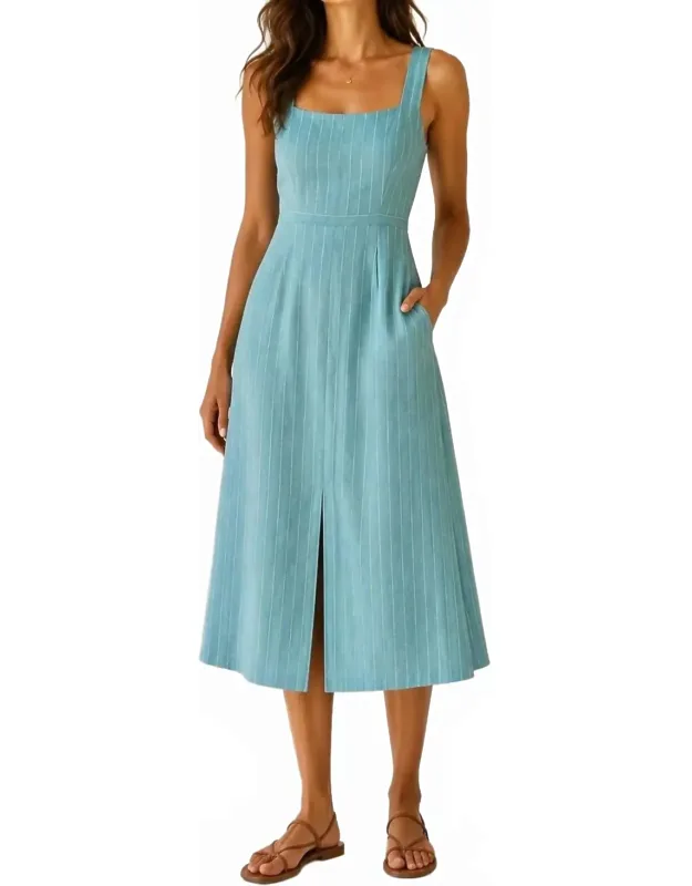 Lurex Striped Linen Dress