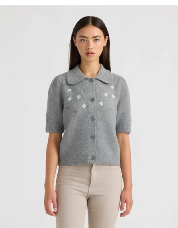 Short Sleeve Cardigans With Embroidery