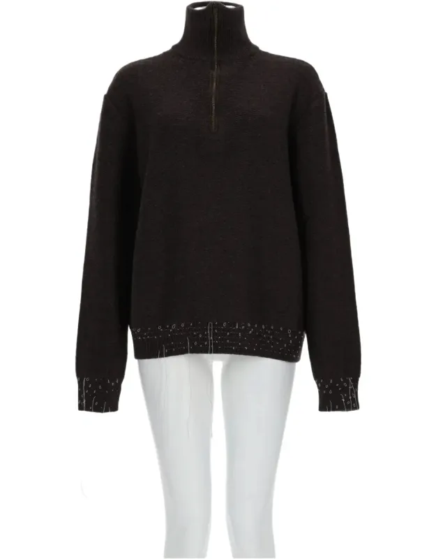 Deconstructed High-neck Wool-blend Sweater