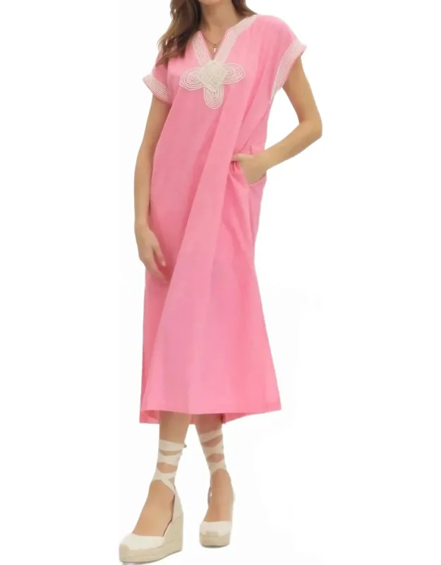 Applique Trim Midi Dress