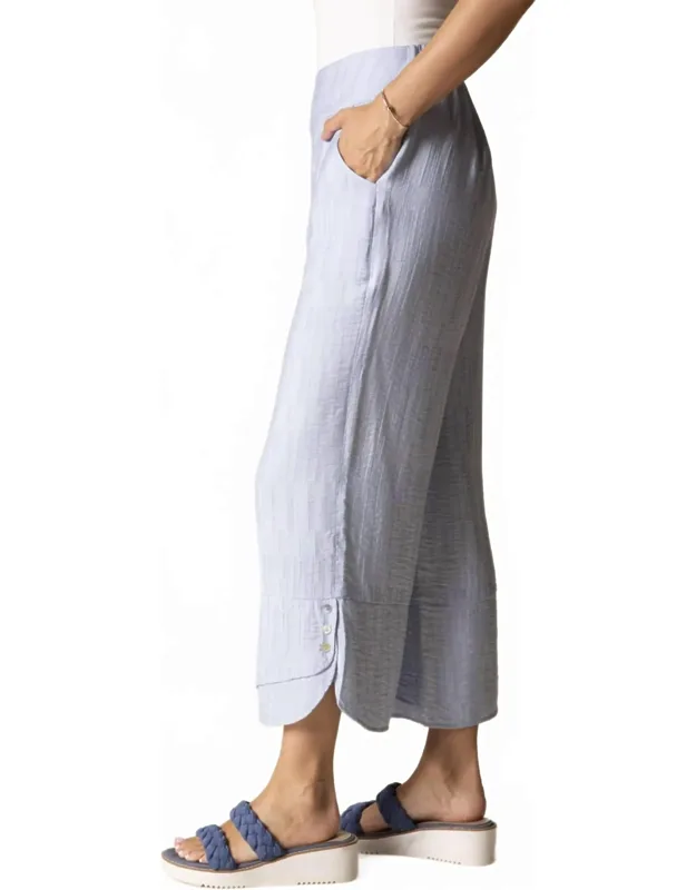 Wide Leg Cropped Pants With Button Detail