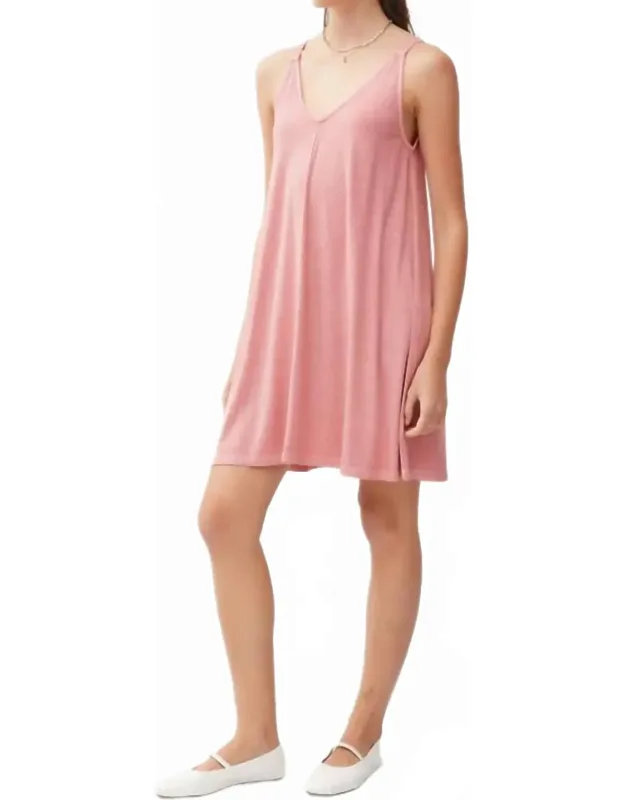 Ribbed V-neck Knit Mini Dress