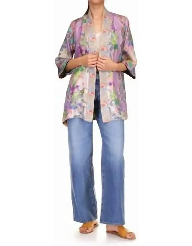 Reversible Kimono In Le Jardin Scarf Print