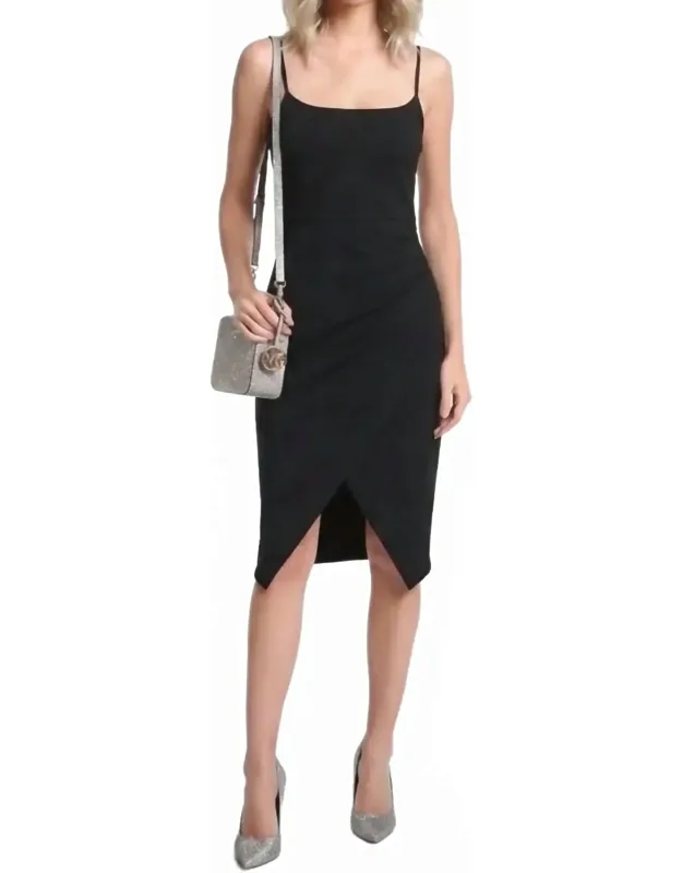 Spaghetti Strap Tulip Hem Midi Dress