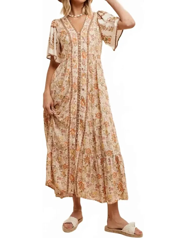 Savannah Button Front Midi Dress
