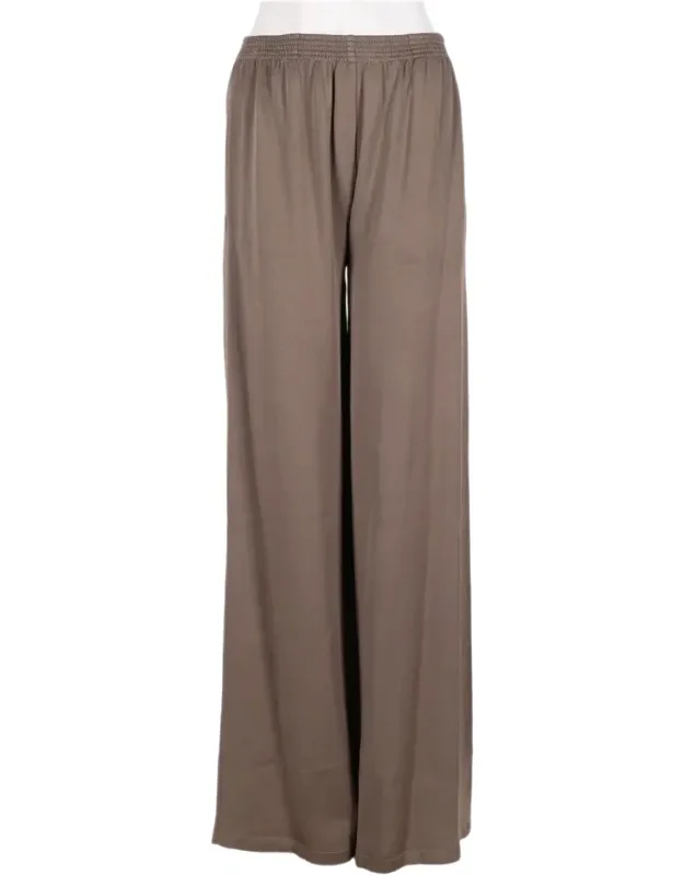 Wide-leg Trousers With Elastic Waistband And Subtle Sheen