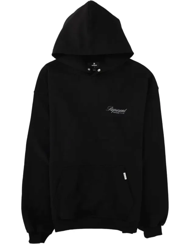 Solid Black Jersey Hoodie With Kangaroo Pocket And Drawstring Hood
