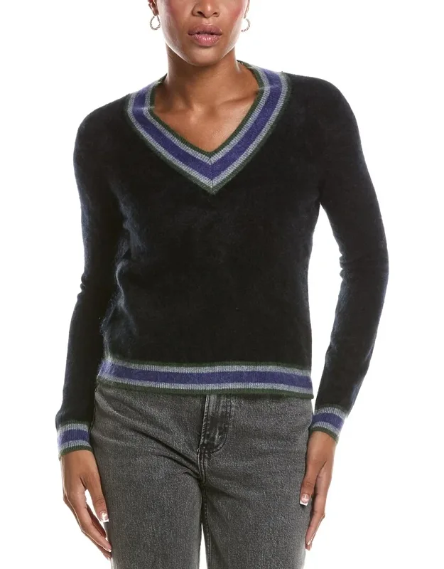 Striped V Cashmere Tennis Sweater