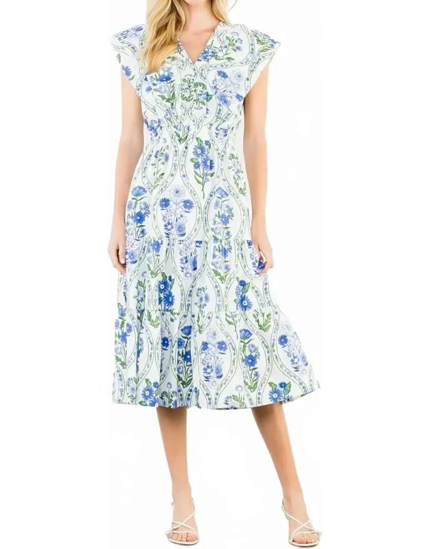 Ruffled Floral Midi Dress