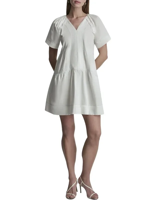 Pleated Contrast Stitch Dress