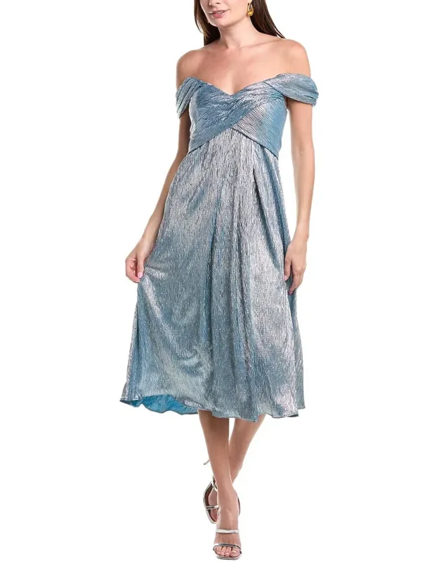 Pleated Metallic Cocktail Dress