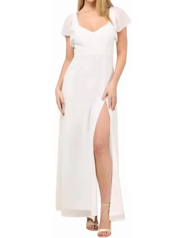 Simply Delightful Tie Back Flutter Sleeve Maxi Dress