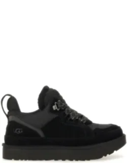 Textured Panels Leather Sneakers