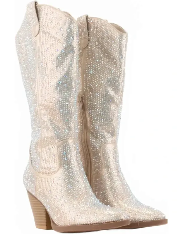 Rhinestone Jeweled Mid-calf Glam Western Boots