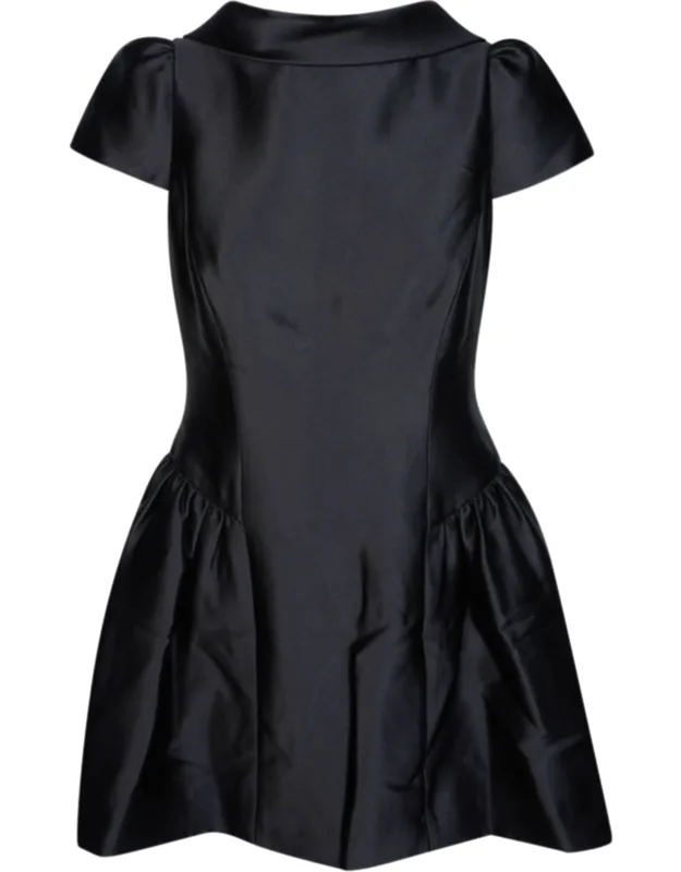 Glossy Taffeta Collared Mini Dress