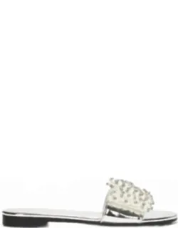 Fara Pearl Studded Flat Sandals