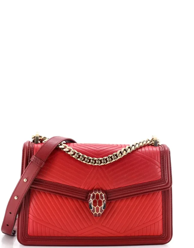 Serpenti Forever Shoulder Bag Quilted Leather Small With Scuffs And Stains