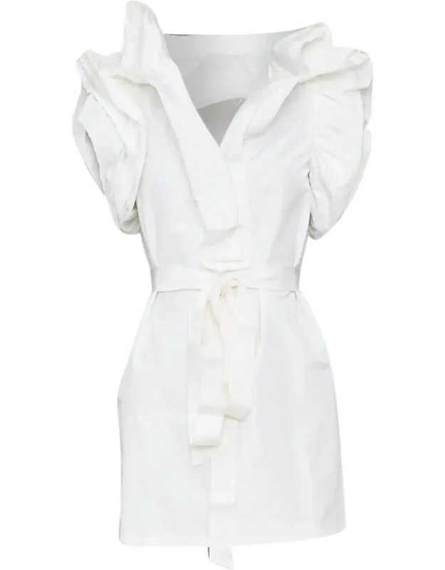 Cotton Wrap Tiered Ruffle Dress