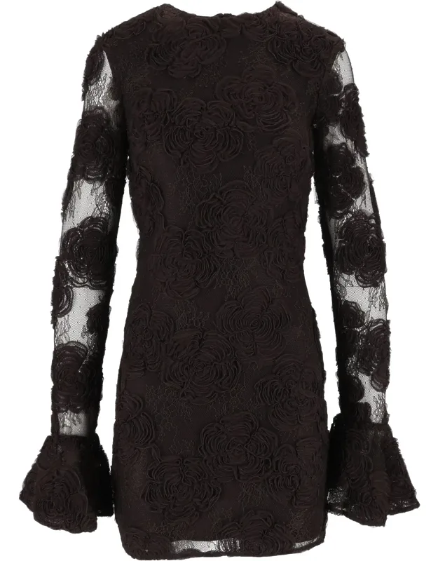 Tight-fit 3d Floral Mini Dress