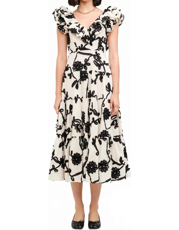 Bobbie Embroidery Midi Dress