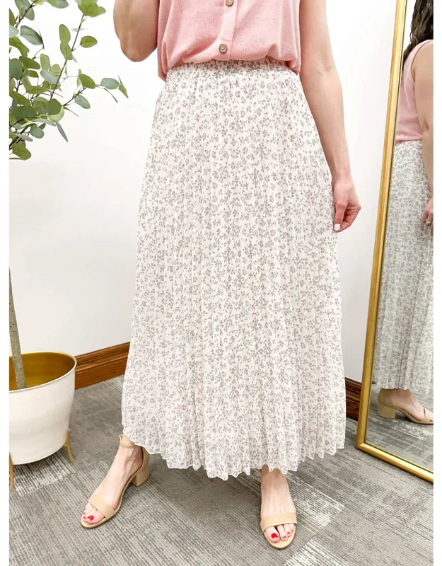 Floral Pleated Maxi Skirt