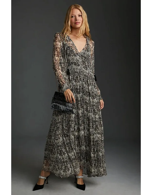 Printed Chiffon Maxi Dress