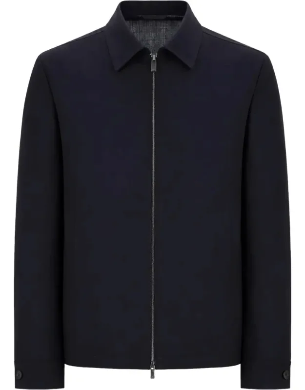 Minimalist Virgin Wool Jacket With Clean Zipper Closure