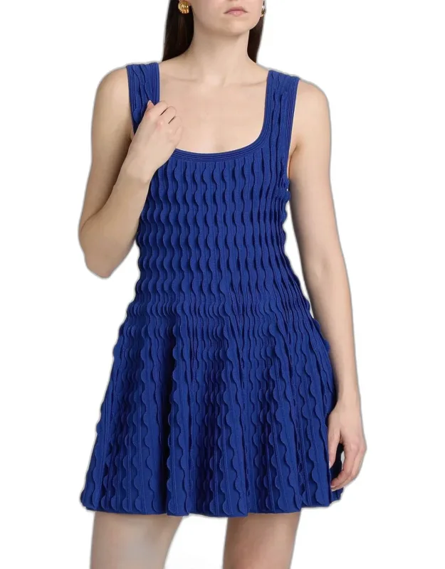 Scalloped Knit Mini Dress