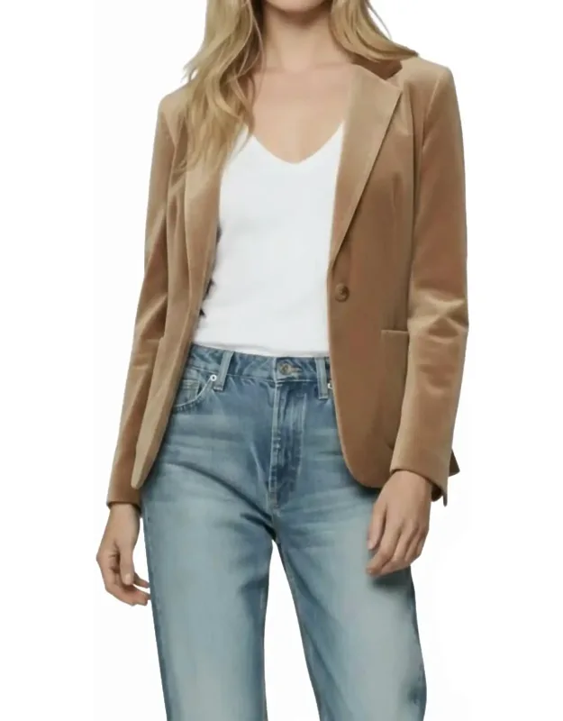 Velour One Button Blazer