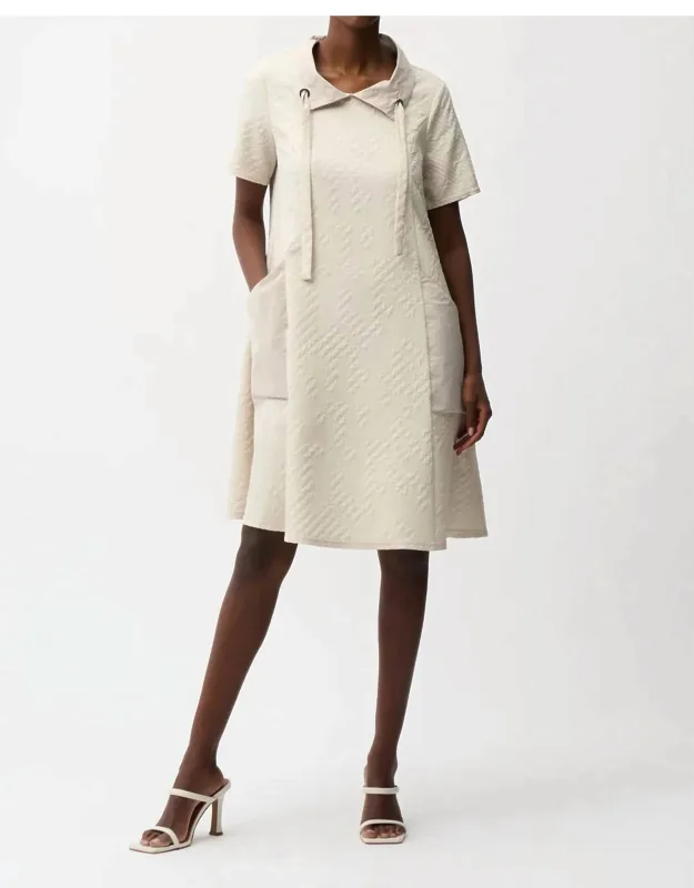 Geometric Textured Jacquard A-line Dress