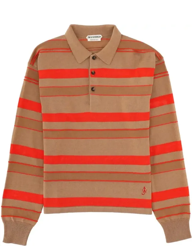 Striped Long-sleeve Polo Shirt