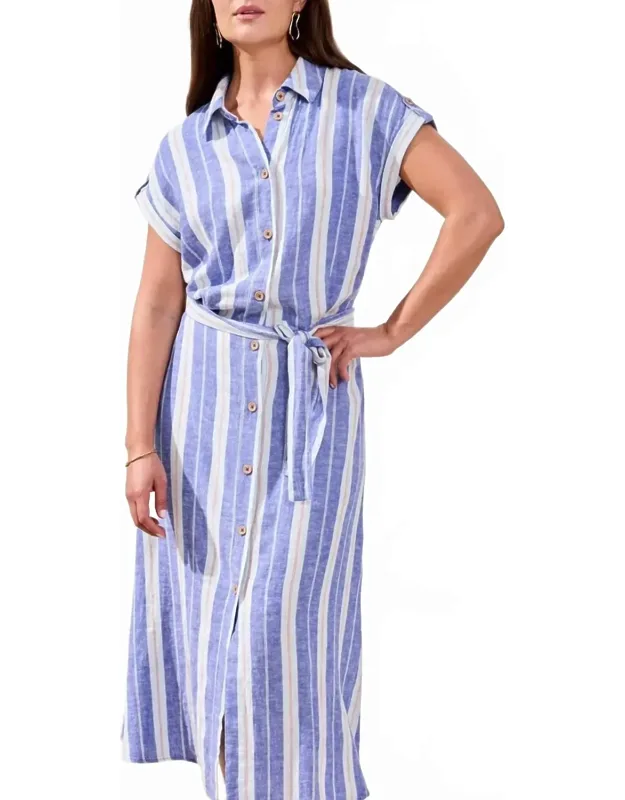 Linen Blend Short Sleeve Dress