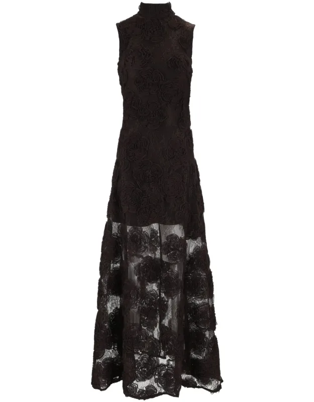 Slim-fit 3d Floral Maxi Dress