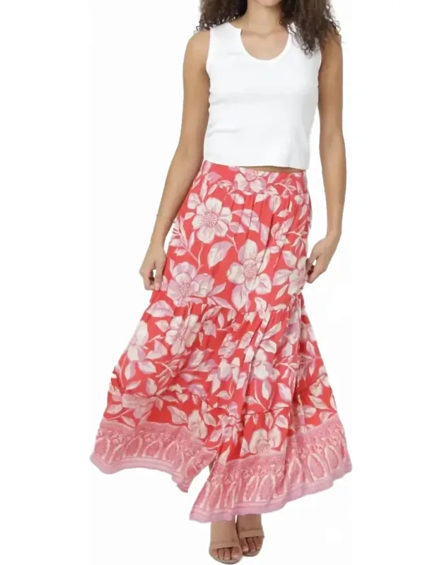 Printed A-line Maxi Skirt