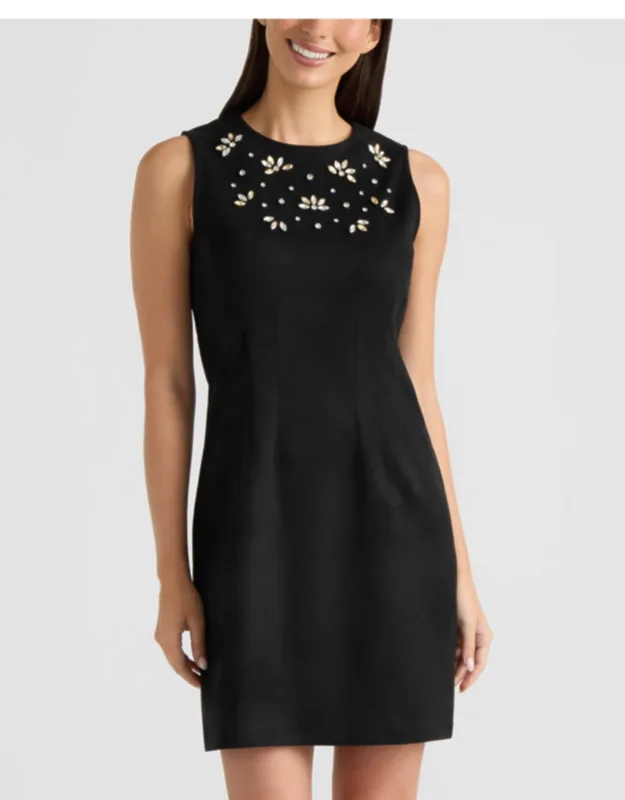 Embellished Faux Suede Dress