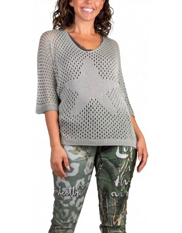 Star Knit Mesh Sweater