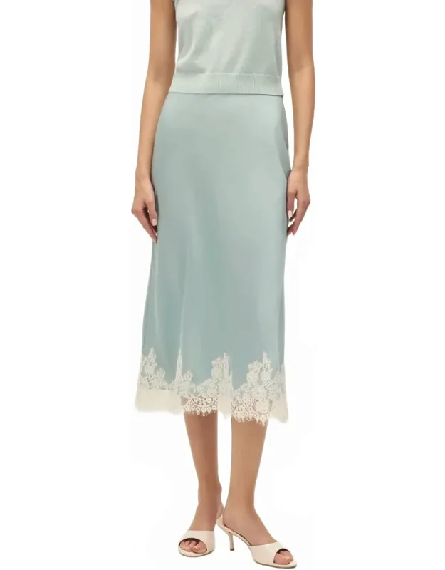 Enid Lace Satin Midi Skirt