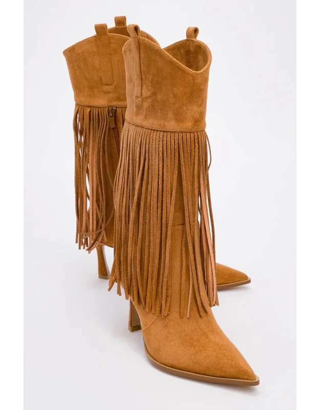 Fringe Pointed Toe Boots