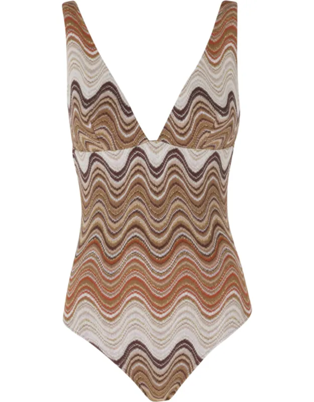 Wave Print Triangle One-piece Swimsuit