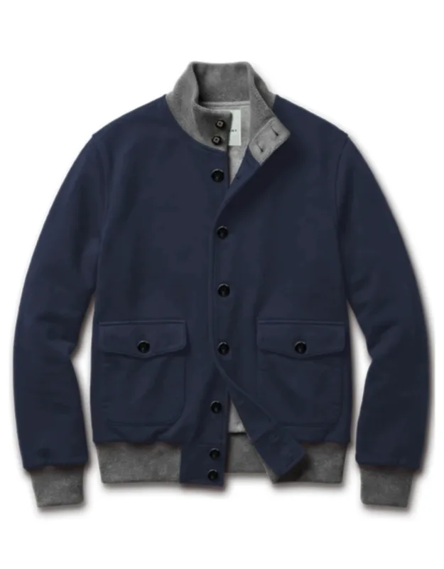Structured Blouson Jacket With Contrasting Ribbed Trim
