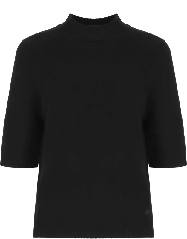 Short-sleeve High Neck Cashmere Sweater