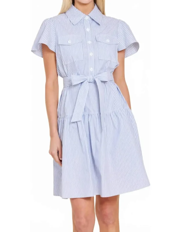 Stripe Belted Mini Dress