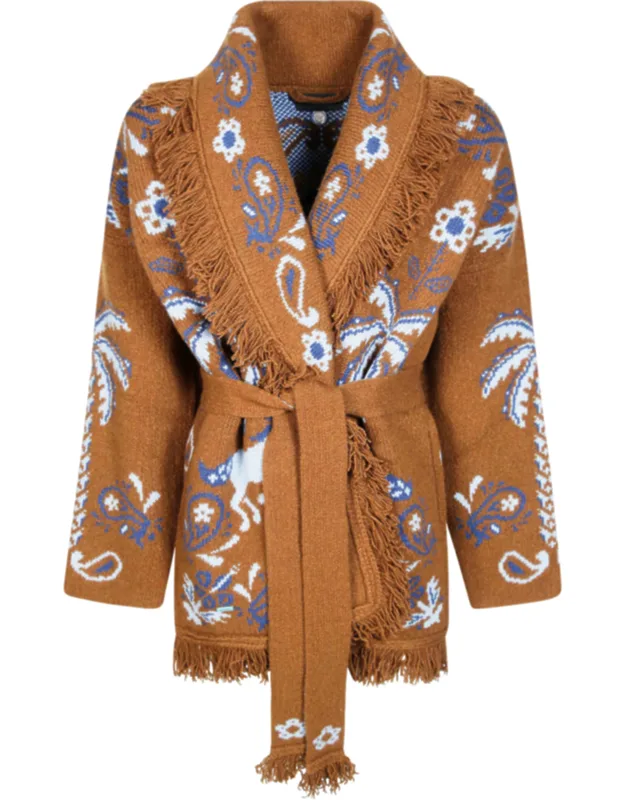 Foulard Patterned Fringe Cardigan