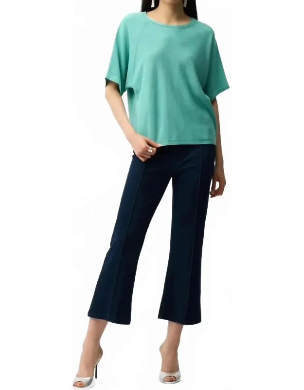 Knit Denim Crop Flare Pants