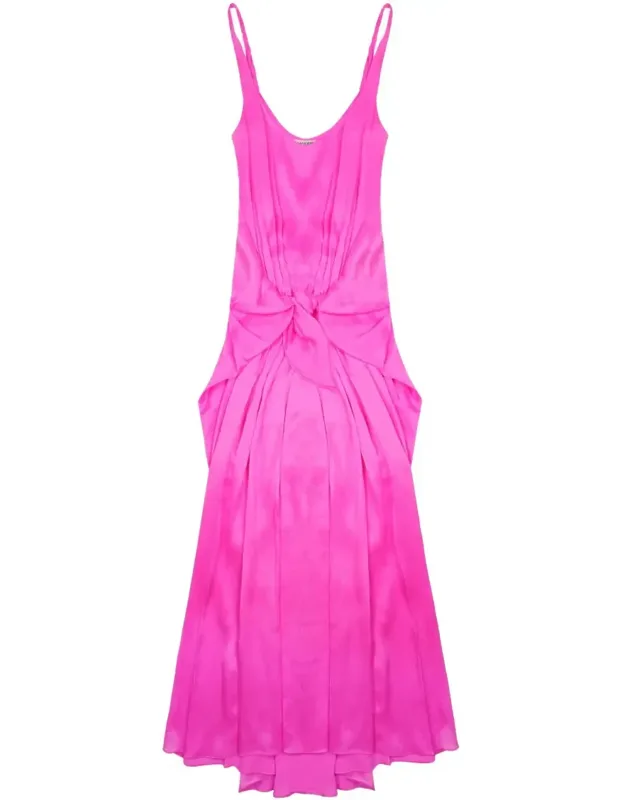 Silk Dress With Waist Knot Detail